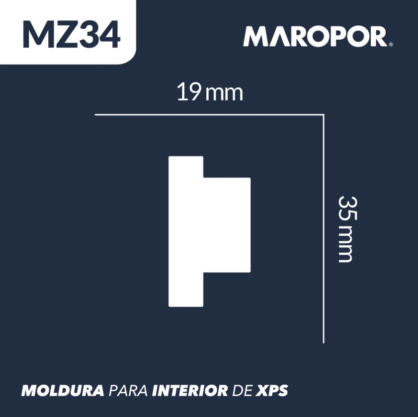 Cornisa LED lisa MZ34 19X35mm 2mts