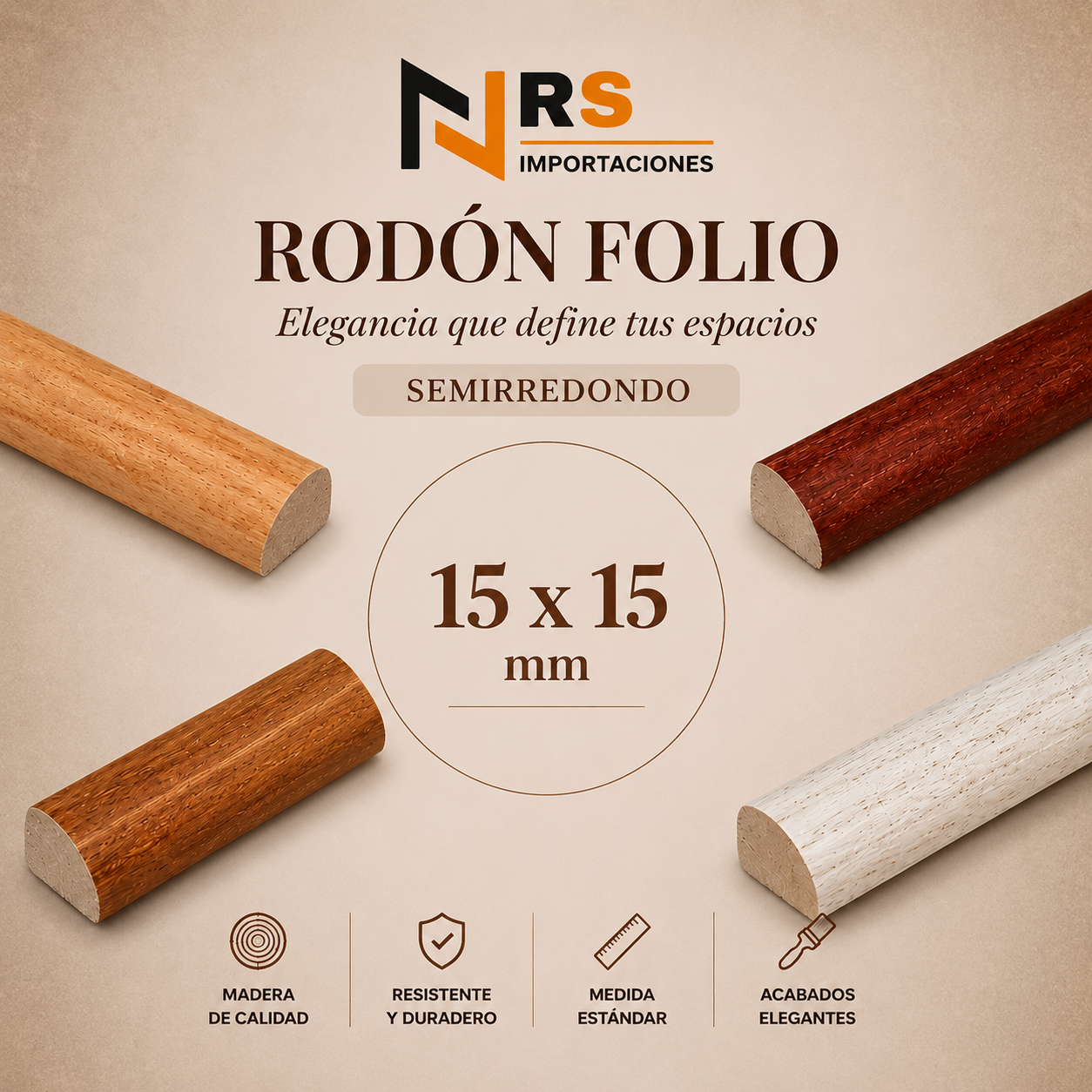 Junquillos MDF FOLIO colores 15x15mm | RS Importaciones