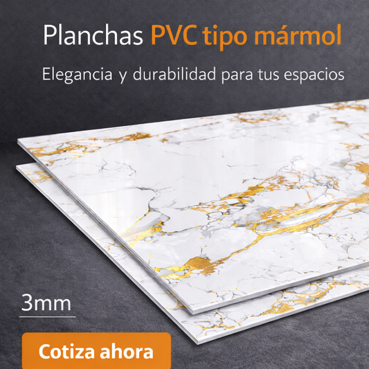 Planchas PVC tipo mármol Golden White