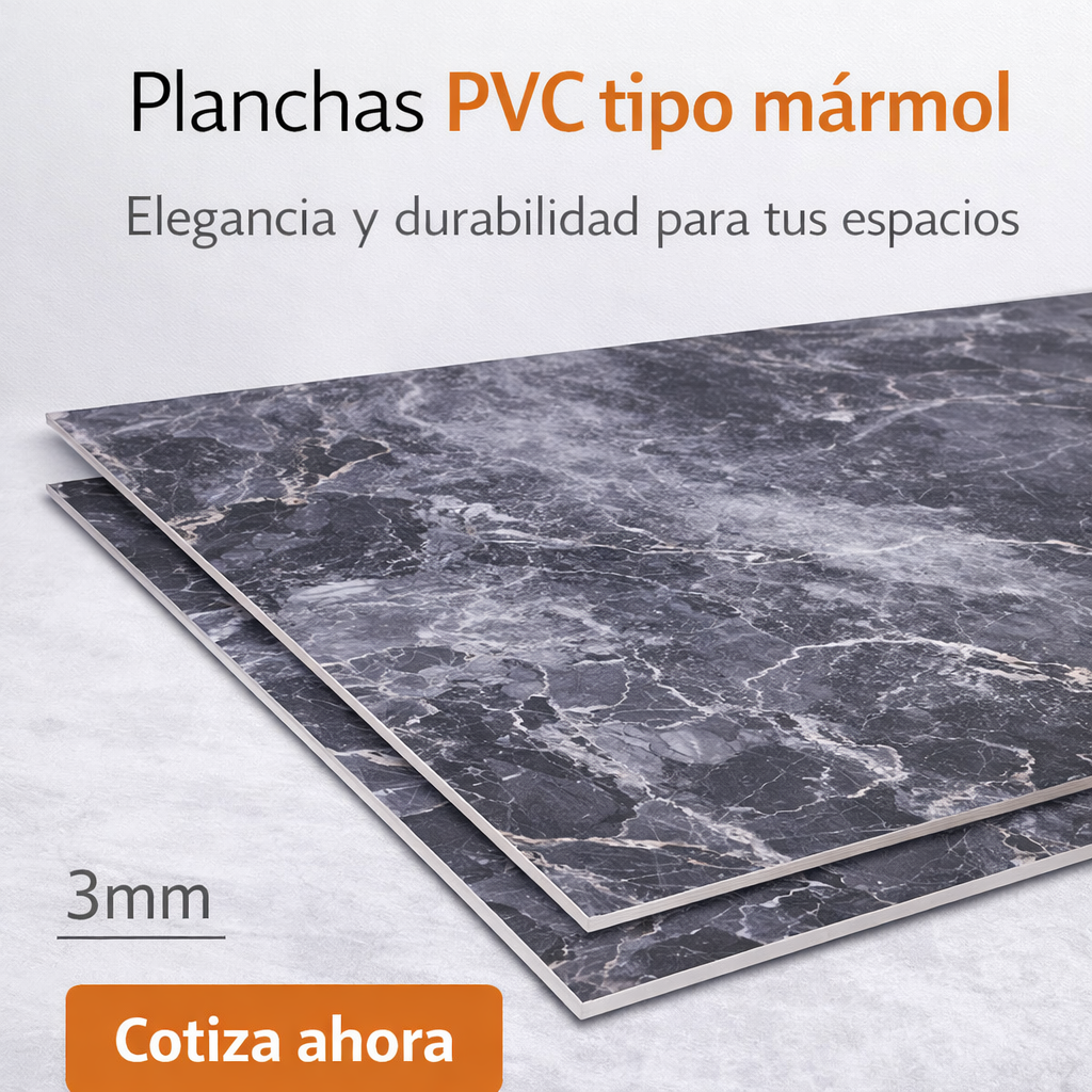 Planchas PVC tipo mármol Gris Sublime