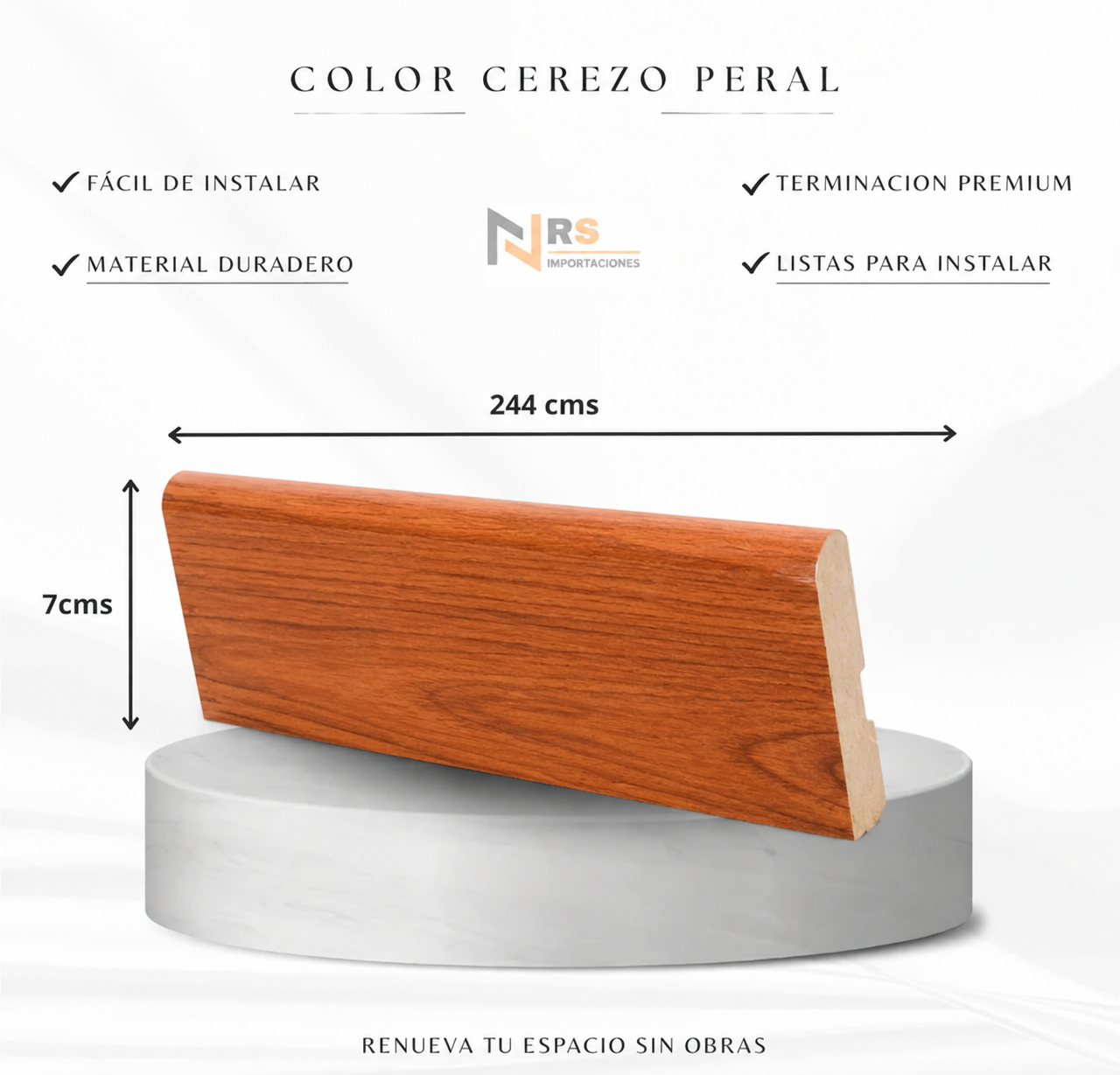 Guardapolvo Mdf Foliado GP22 Rodón color Cerezo Peral 12X70X2440mm