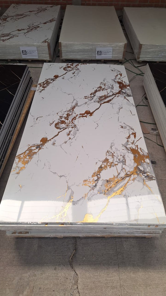 Planchas PVC tipo mármol Golden White