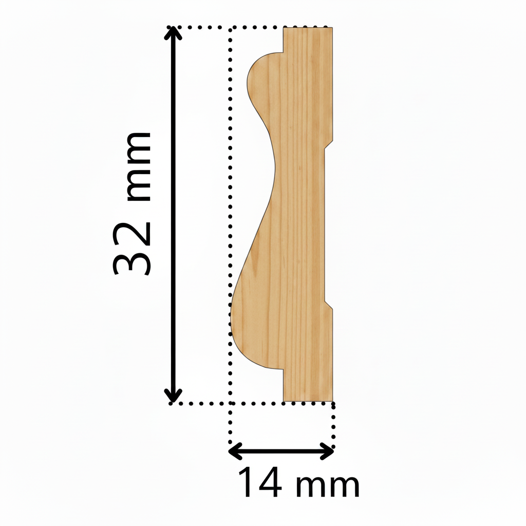 Diagrama técnico moldura 14x32mm sin logo