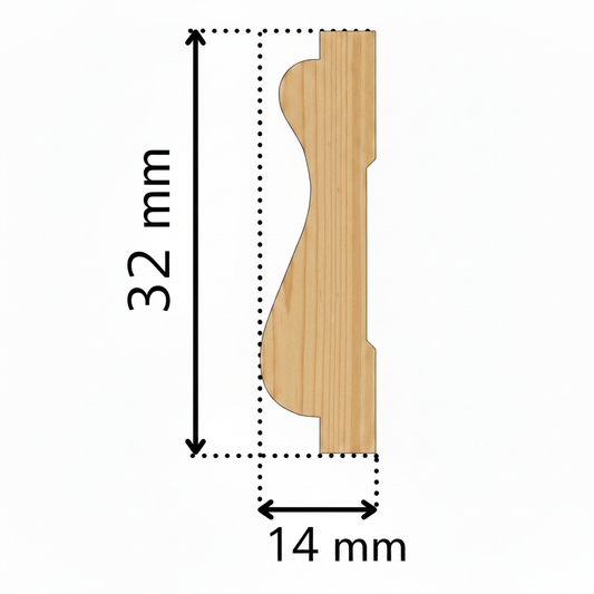 Diagrama técnico moldura 14x32mm sin logo