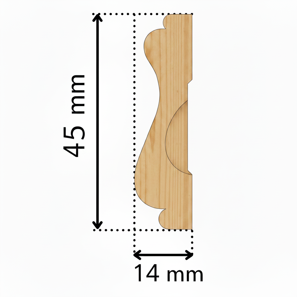 Diagrama técnico moldura 45x14mm