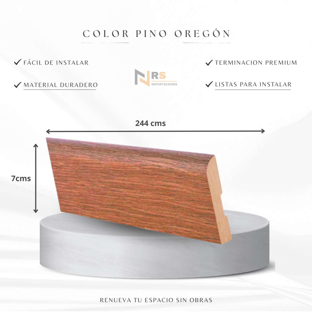 Guardapolvo Mdf Foliado GP22 Rodón color Pino Oregón 12X70X2440mm