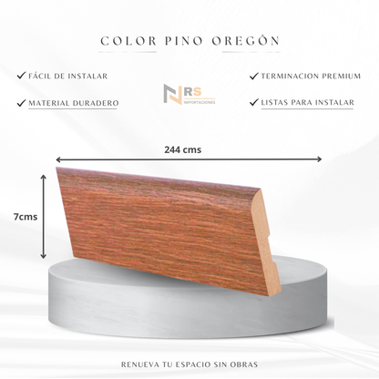 Guardapolvo Mdf Foliado GP22 Rodón color Pino Oregón 12X70X2440mm