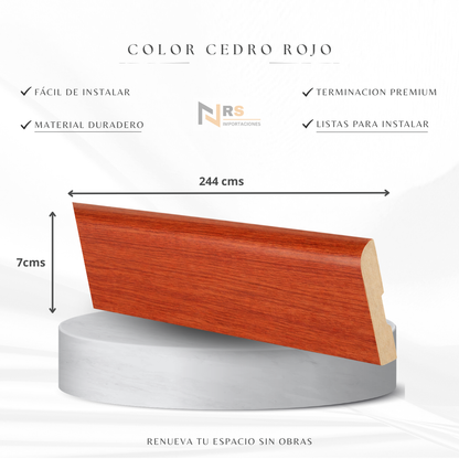 Guardapolvo Mdf Foliado GP22 Rodón color Cedro rojo 12X70X2440mm